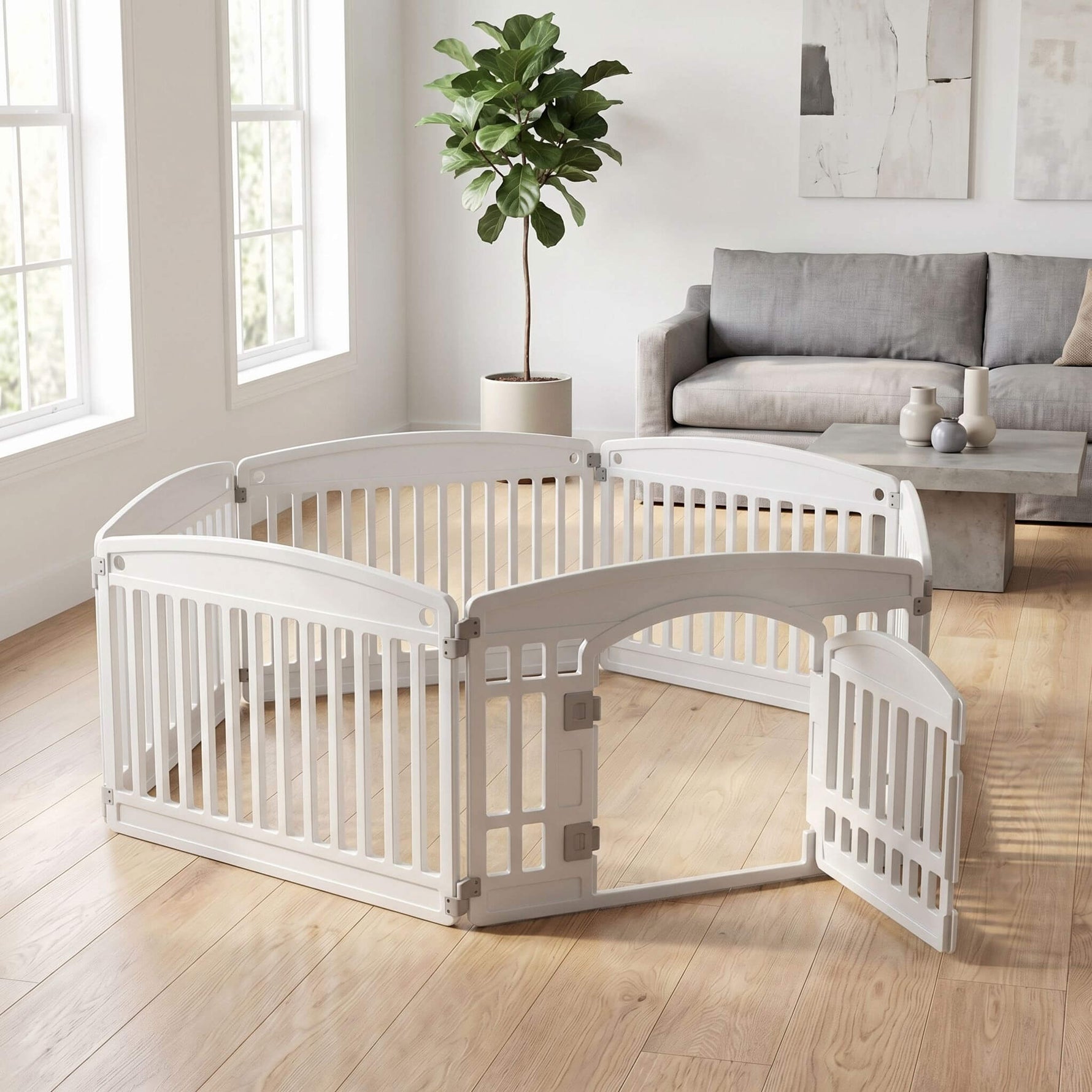 StockMAX Plastic Dog Playpen with Door, Puppy Fence