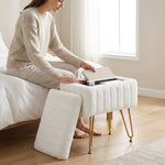 StockMAX Vanity Stool Chair with Storage and Adjustable Metal Feet
