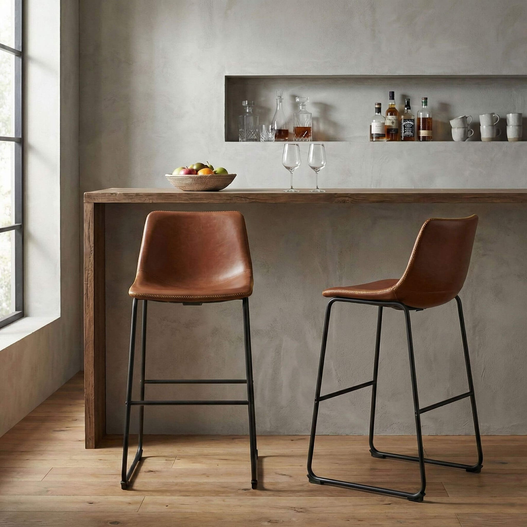 StockMAX Faux Leather Bar Stools with Metal Legs for Kitchen & Counter