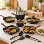 StockMAX 17-Piece Non-Stick Cookware Set with Detachable Handles