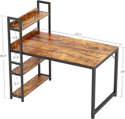 Desk with 4 Tiers Shelves F03SJ