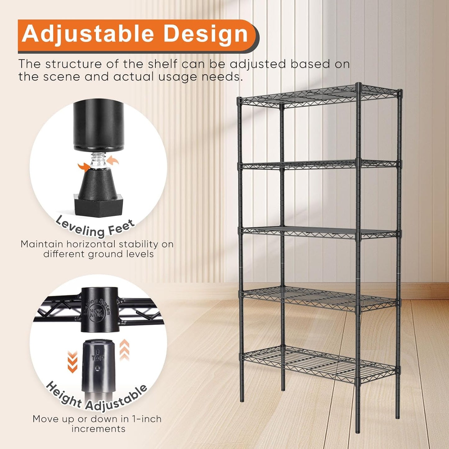 5-Tier Storage Shelving Unit ZWJ-5L