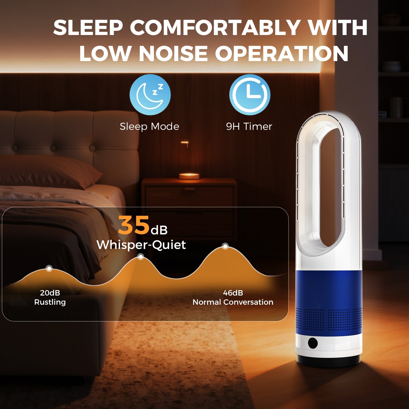 StockMAX Bladeless Tower Fan ，80° Oscillation Quiet Cooling Fan