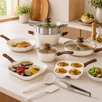 StockMAX 17-Piece Non-Stick Cookware Set with Detachable Handles