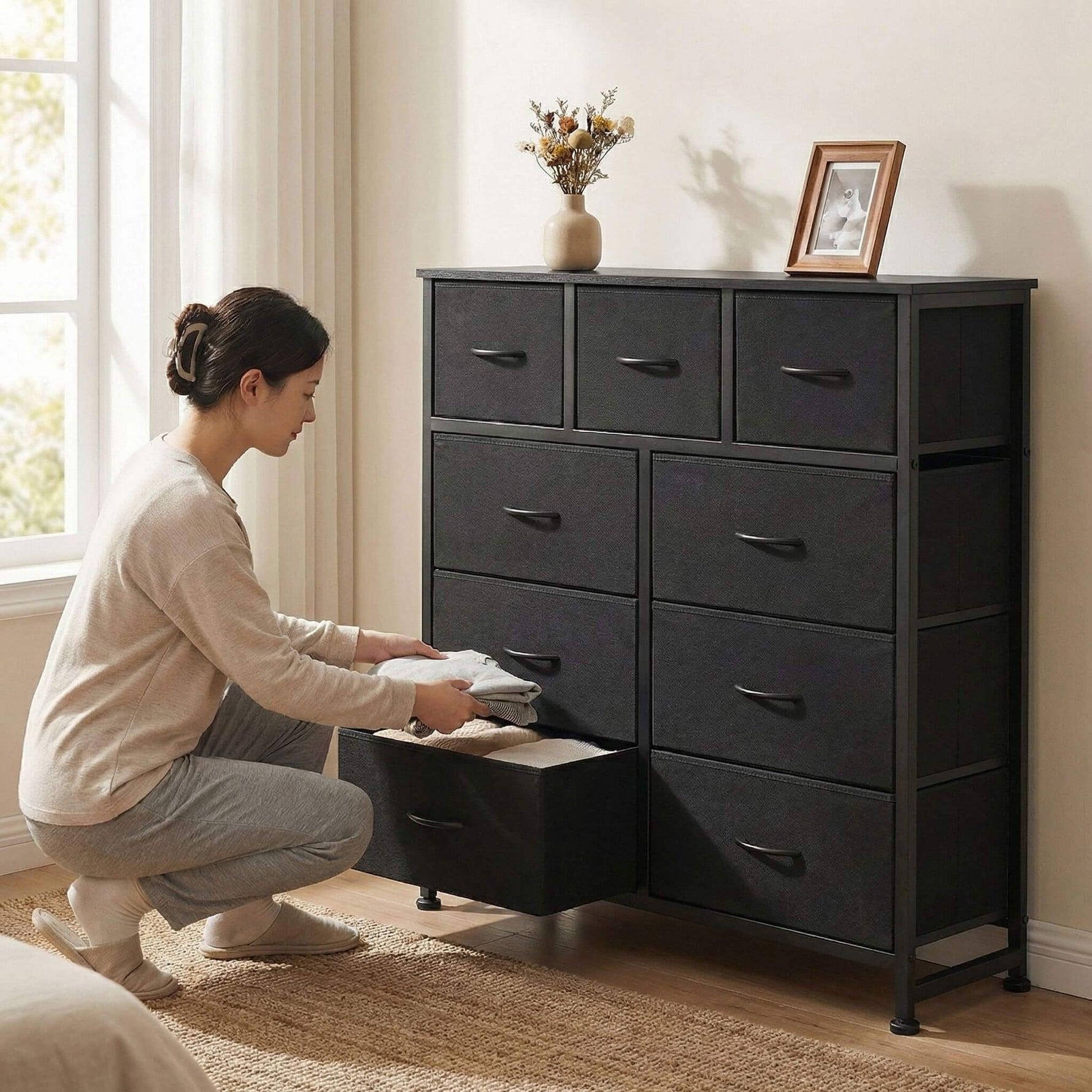 StockMAX Storage Cabinet with 9 Fabric Drawer For Children's Room