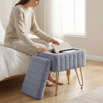 StockMAX Vanity Stool Chair with Storage and Adjustable Metal Feet