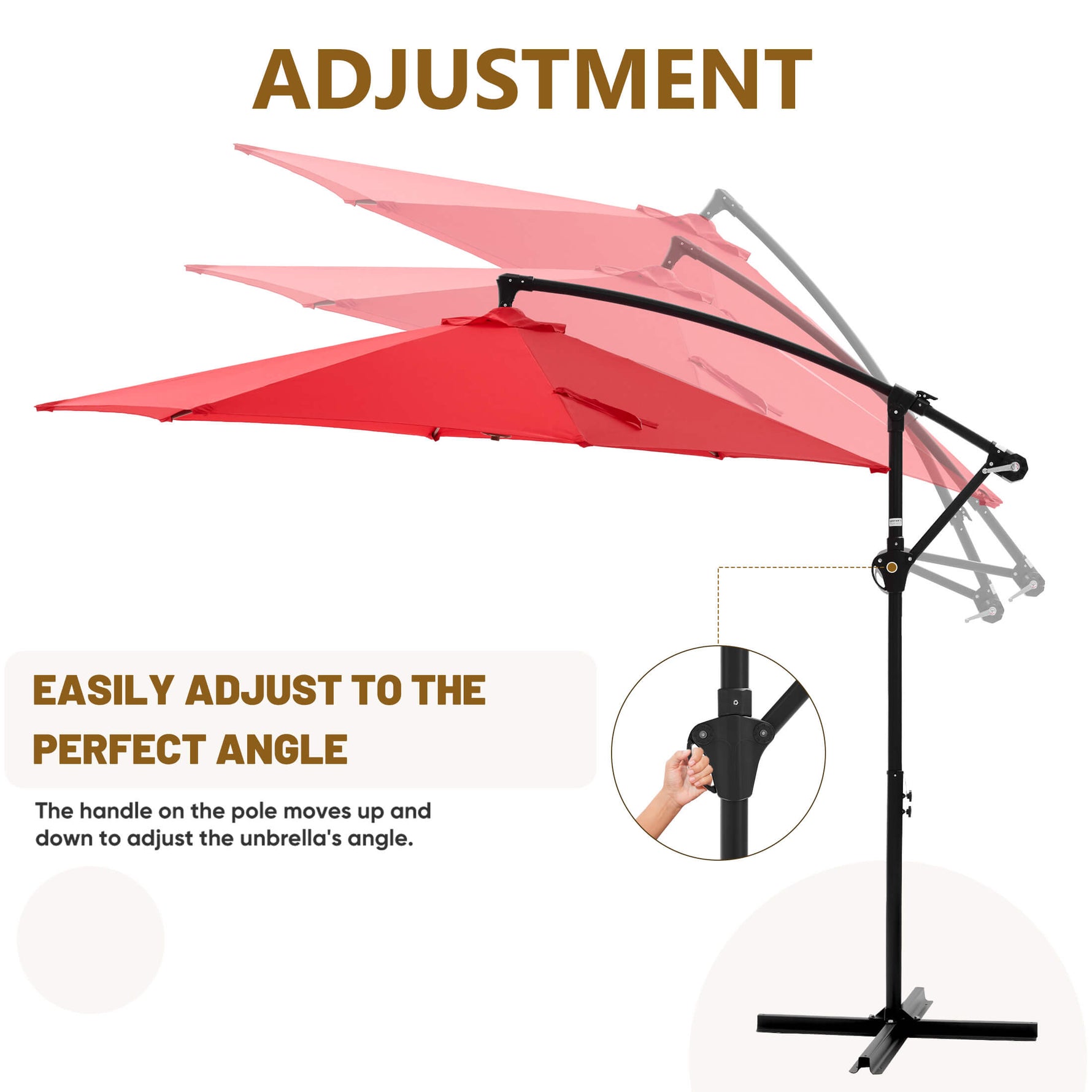StockMAX 10ft Cantilever Patio Umbrella with Crank Lift Mechanism for Garden, Backyard, Poolside