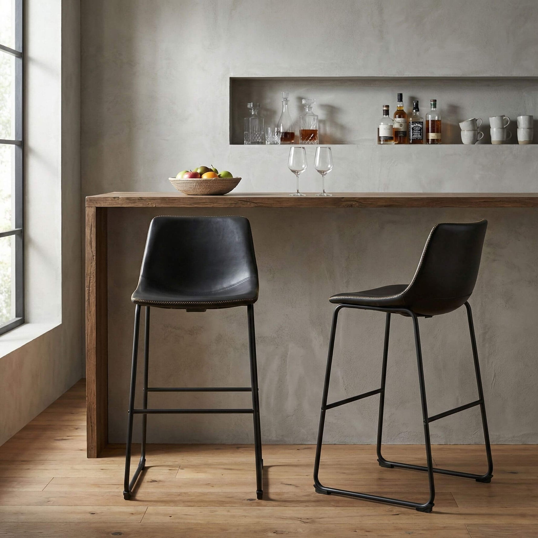 StockMAX Faux Leather Bar Stools with Metal Legs for Kitchen & Counter