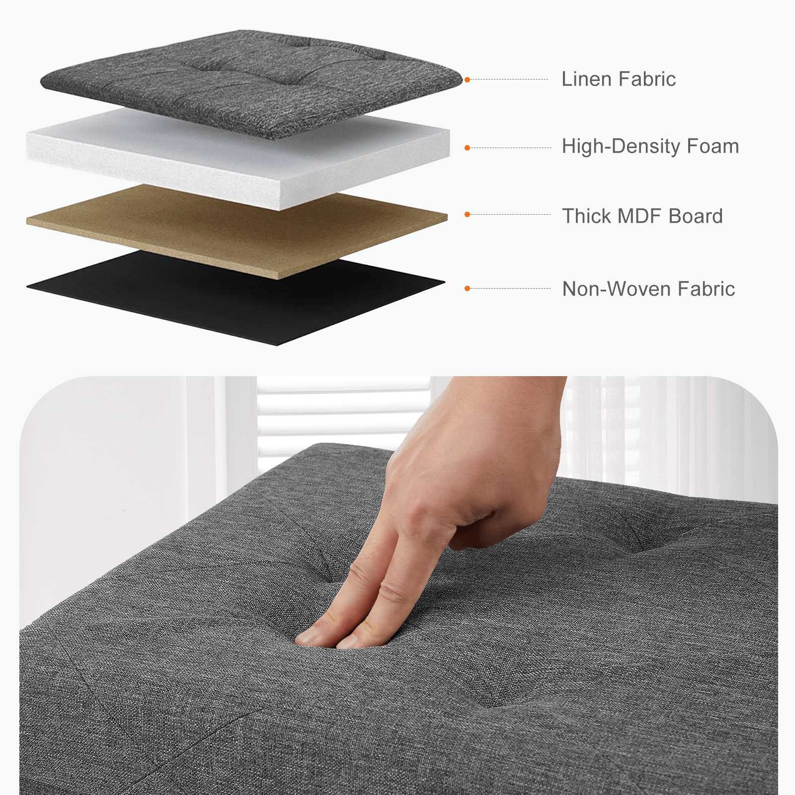 StockMAX Bed Footstool with Storage for Bedroom and Entry Door