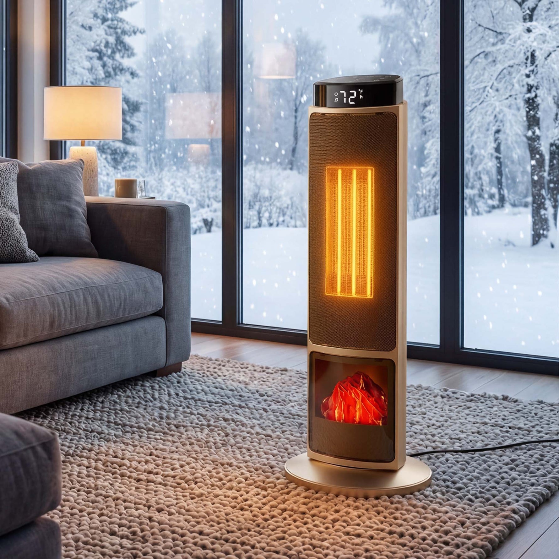 StockMAX HaloFlame Electric Fireplace Tower Heater