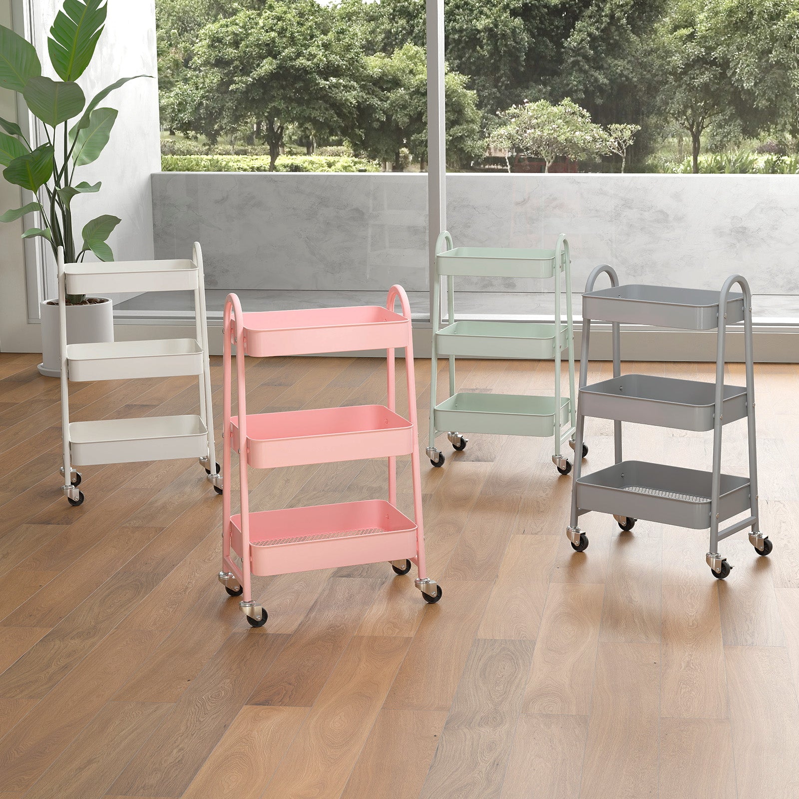 StockMAX 3-Tier Rolling Storage Cart with Lockable Wheels