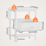 StockMAX Modern Nightstand with Power Outlets and Fabric Drawer