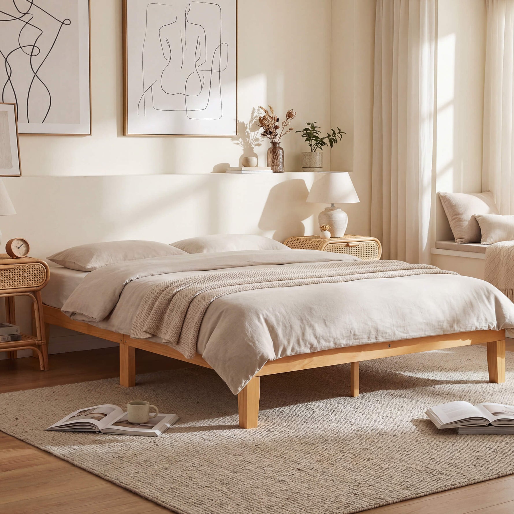 StockMAX Minimalist Solid Wood Bed Frame for Bedroom