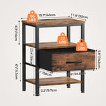 StockMAX Modern Nightstand with Power Outlets and Fabric Drawer