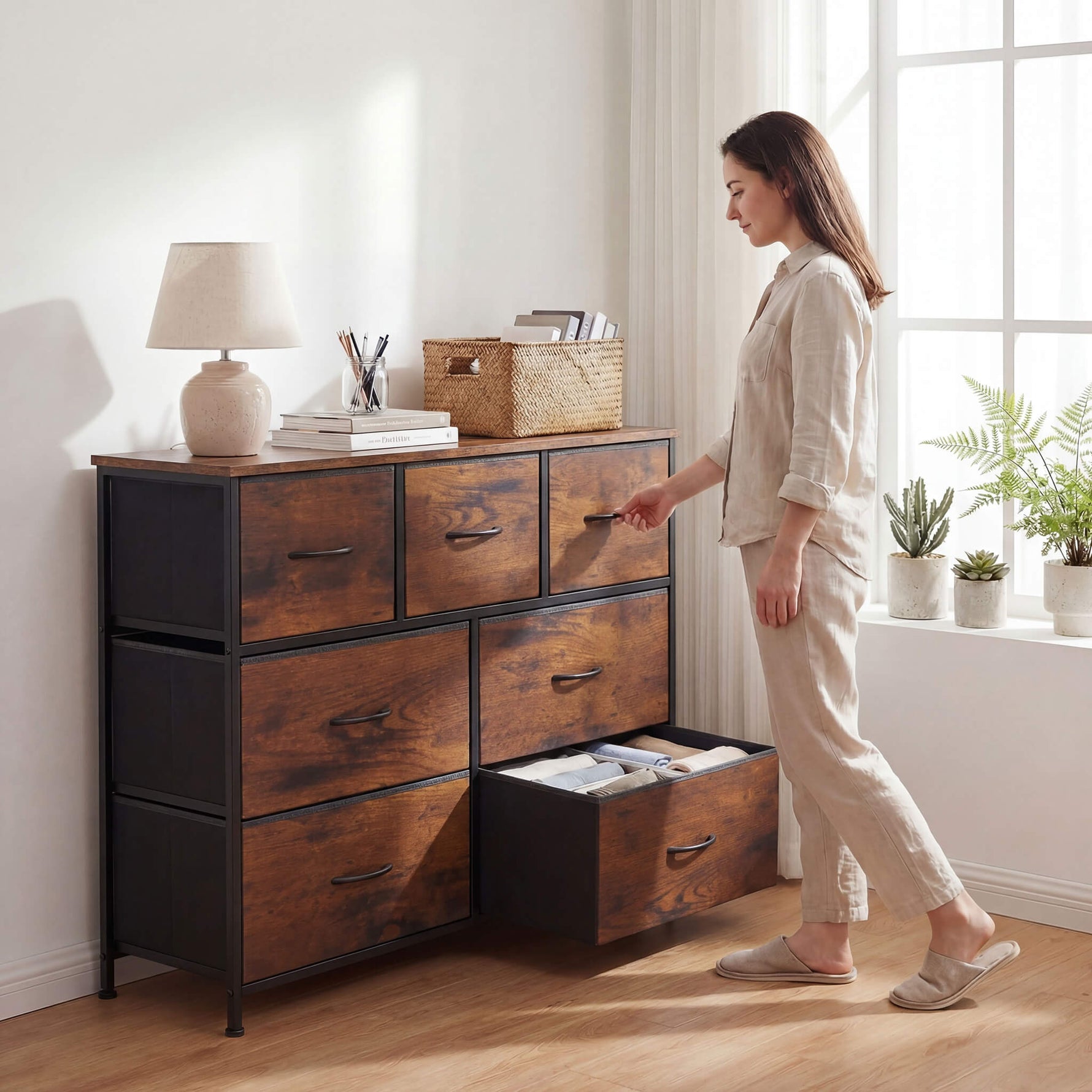 StockMAX Dresser Wooden Top with Storage for Living Room Bedroom