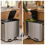 StockMAXDouble-Bin Stainless Steel Trash Can with Lid