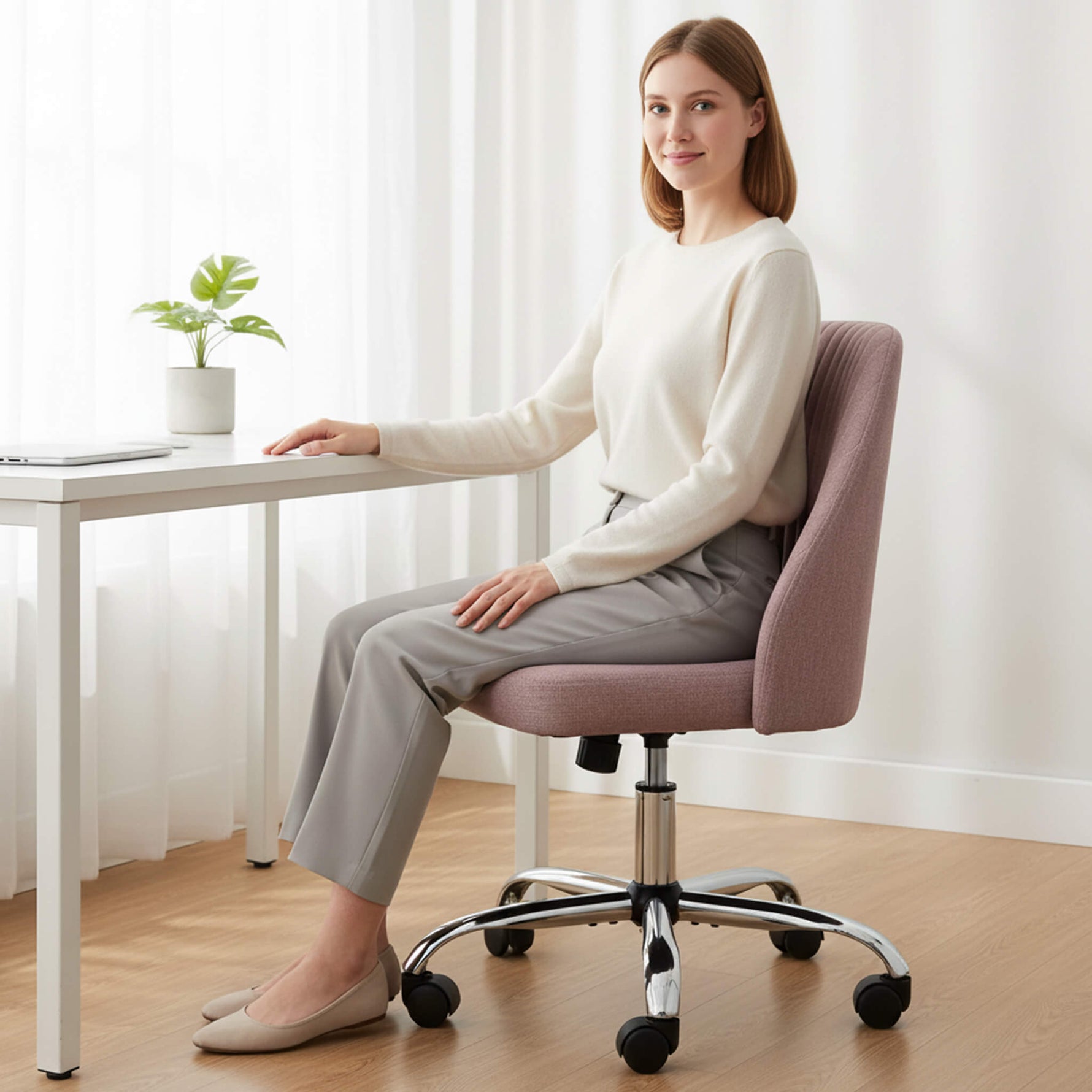 StockMAX Office Chair Armless with Rollers for Office