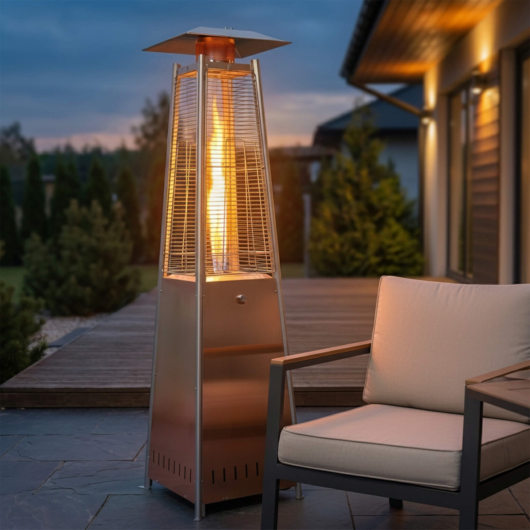 StockMAX 48,000 BTU Pyramid Propane Gas Patio Heater with LED Light