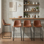 StockMAX Faux Leather Bar Stools with Metal Legs for Kitchen & Counter