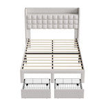 StockMAX Upholstered Heavy Duty Platform Bed Frame with Drawers