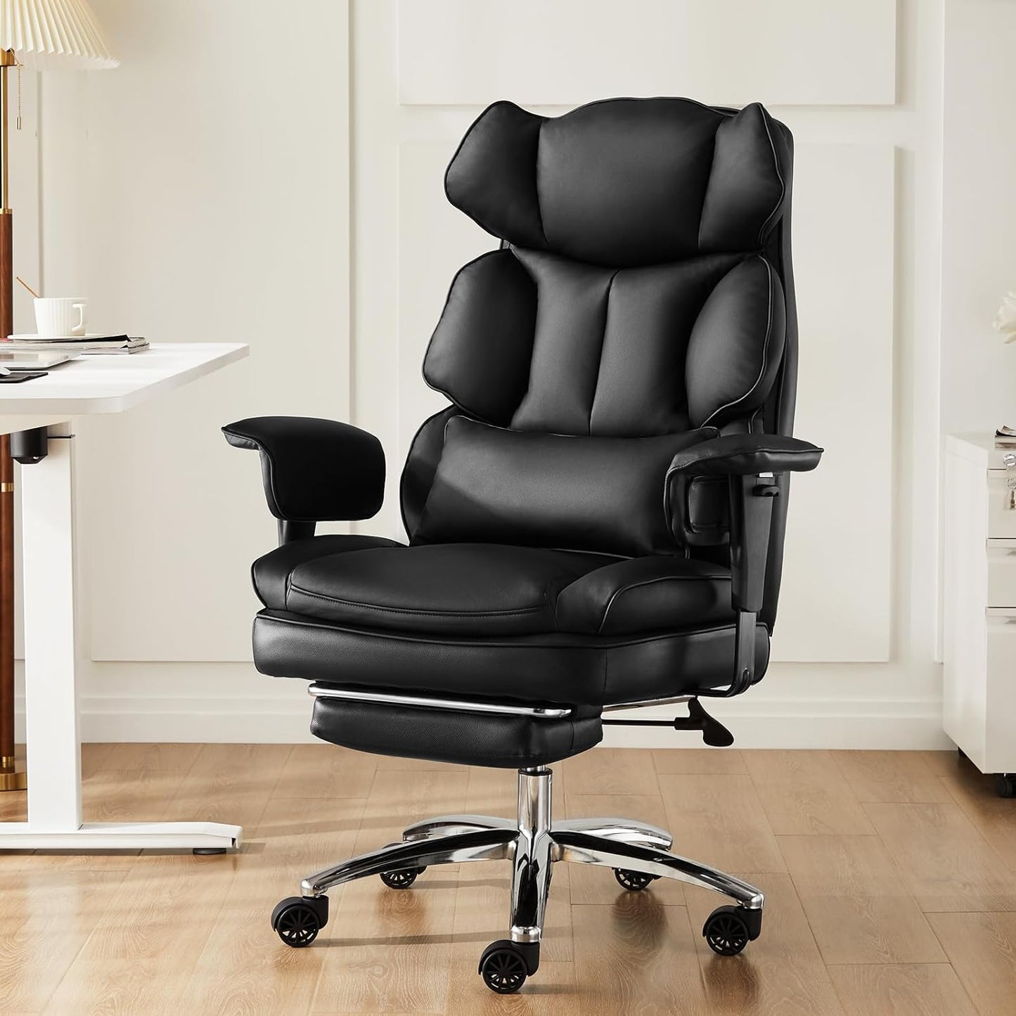 Executive Home Office Desk Chair - Ergonomic Big and Tall High Back with Footrest &amp; Lumbar Support 6001