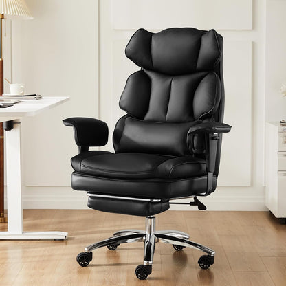 Executive Home Office Desk Chair - Ergonomic Big and Tall High Back with Footrest &amp; Lumbar Support 6001