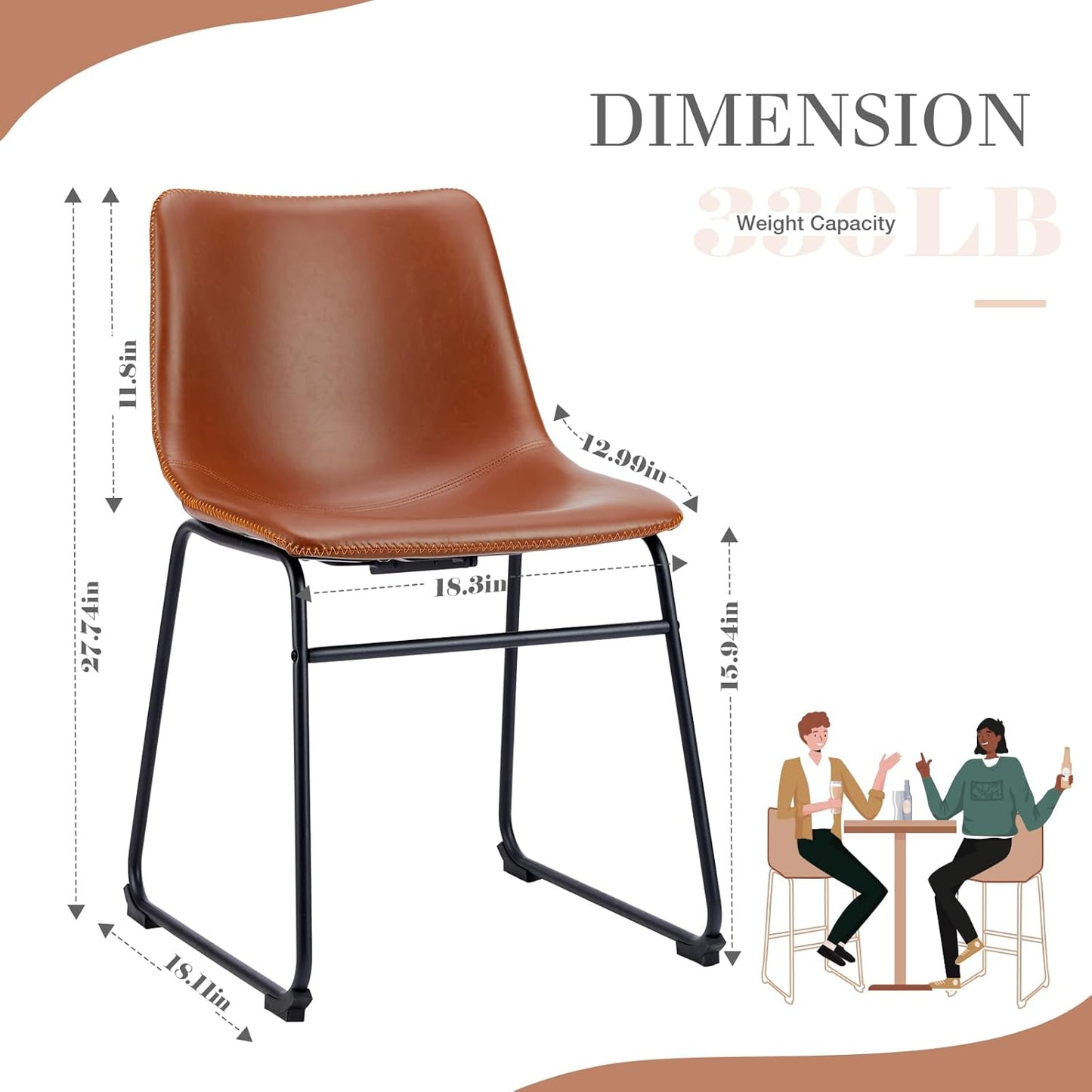 PU Leather Cushion and Metal Legs Bar Chairs 6011