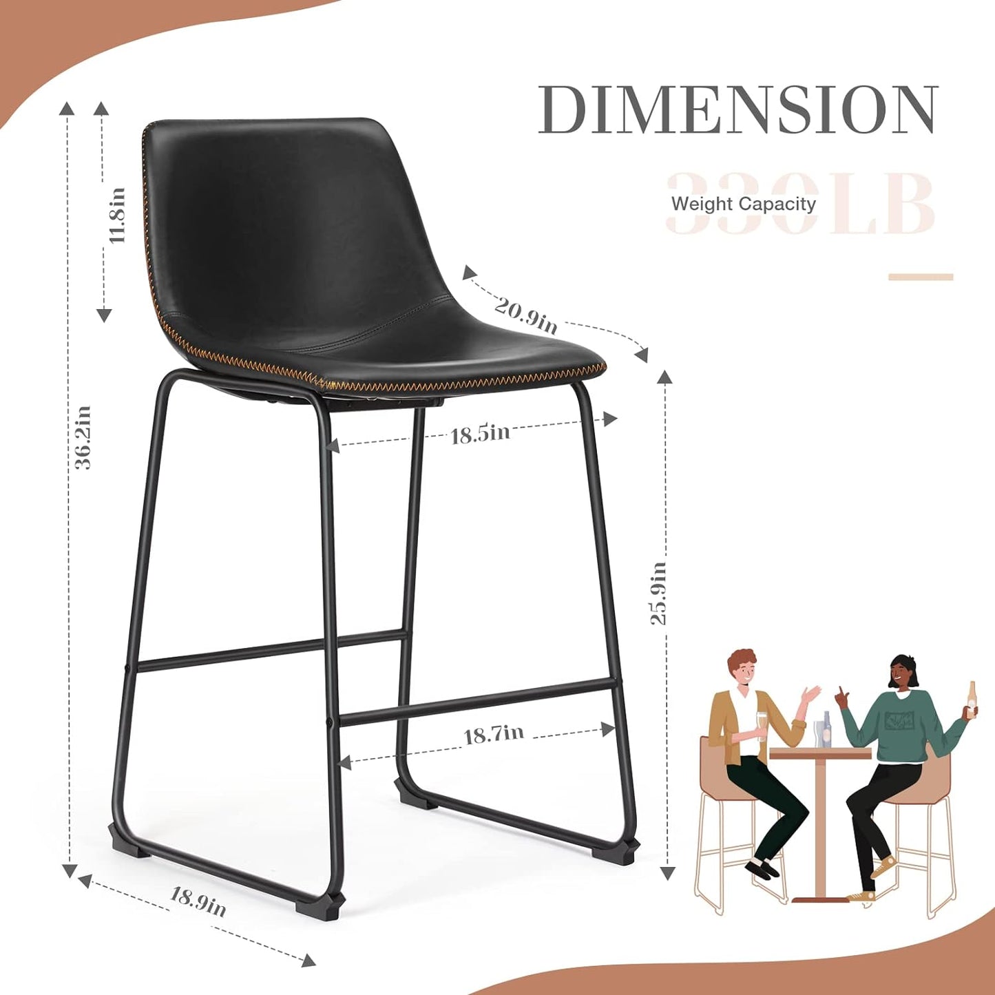 Counter Height Bar Stools with Back 6013