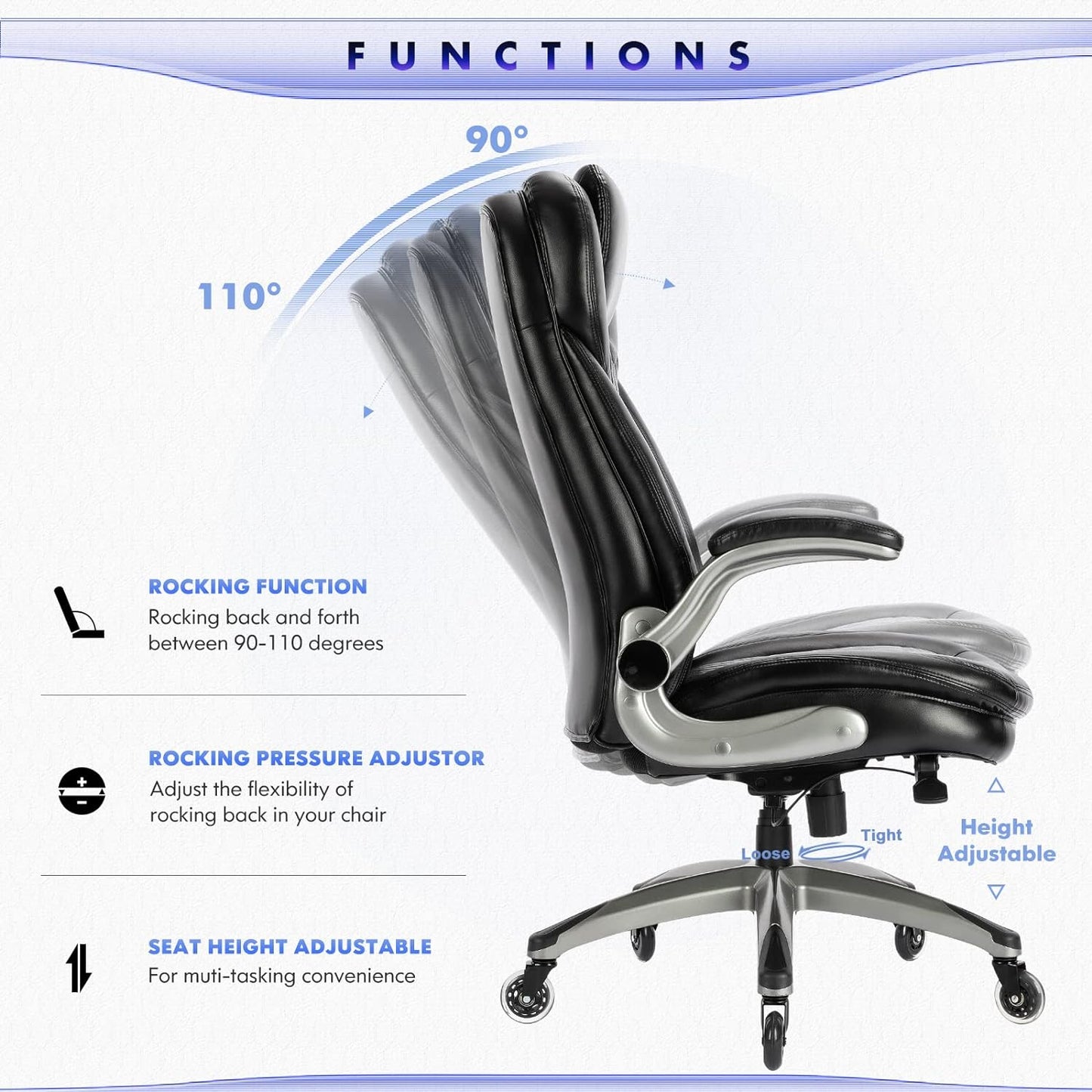 Office Chair-Ergonomic Computer Desk Chair with Thick Seat  6686