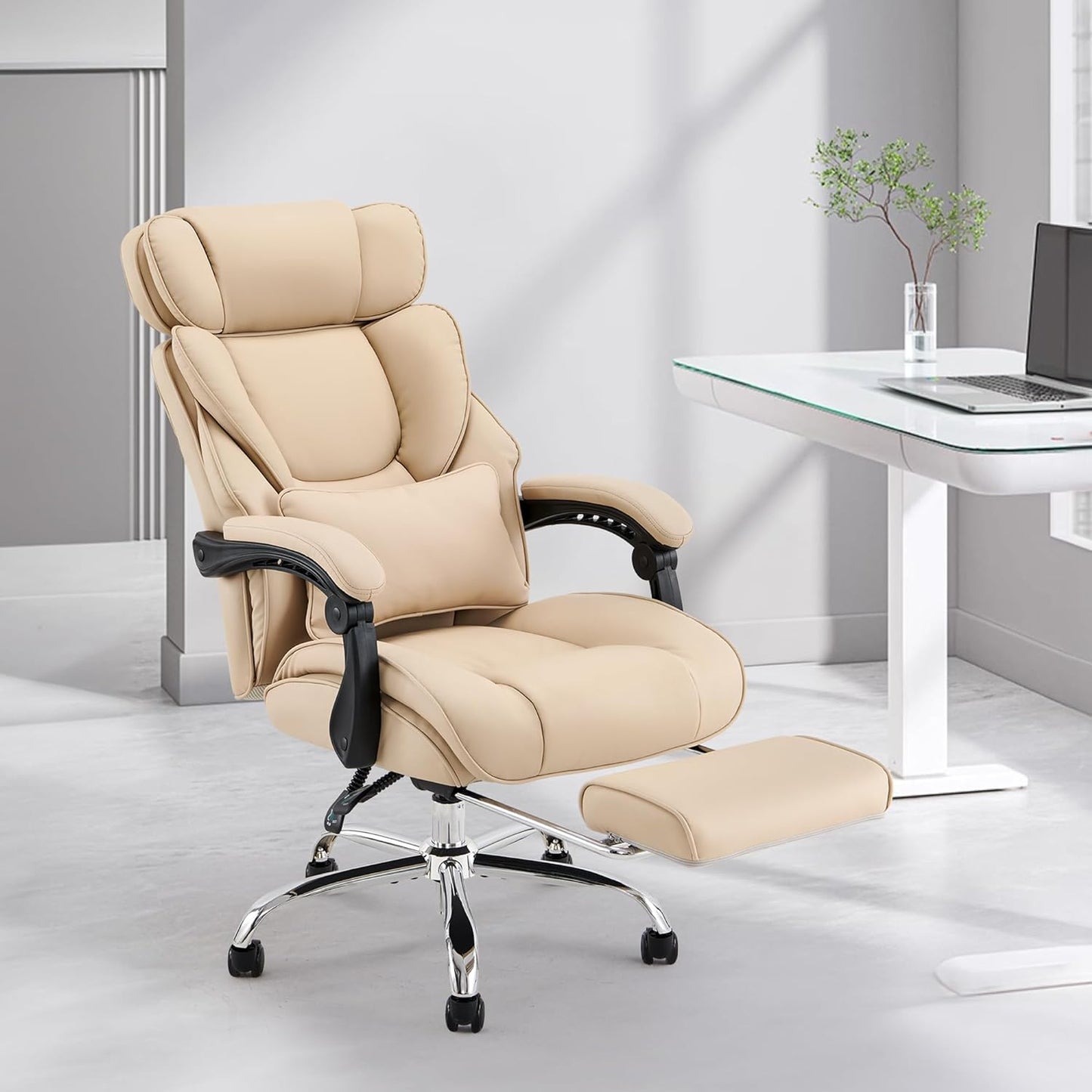 Office Chair with Footrest-Ergonomic Computer Chair with Extra Lumbar Support Pillow 6754