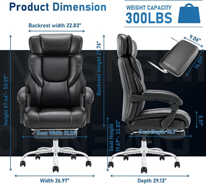 Office Chair with Footrest-Ergonomic Computer Chair with Extra Lumbar Support Pillow 6754