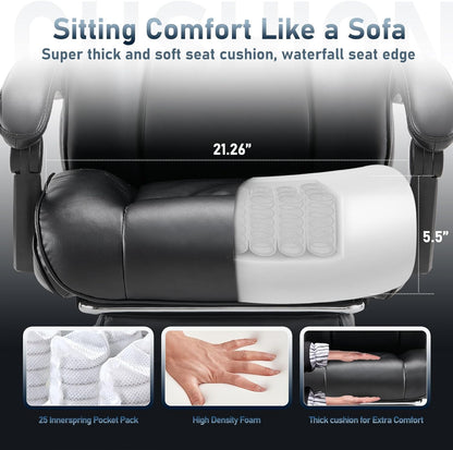 Office Chair with Footrest-Ergonomic Computer Chair with Extra Lumbar Support Pillow 6754