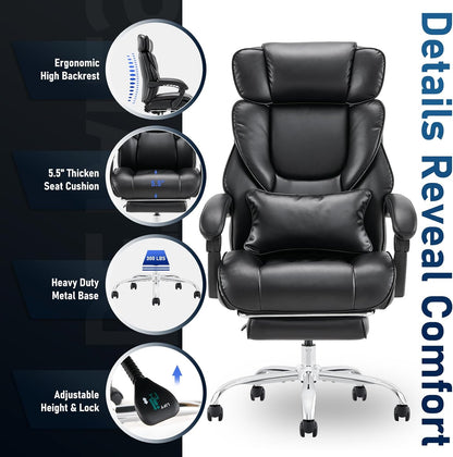 Office Chair with Footrest-Ergonomic Computer Chair with Extra Lumbar Support Pillow 6754