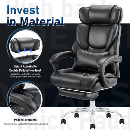 Office Chair with Footrest-Ergonomic Computer Chair with Extra Lumbar Support Pillow 6754