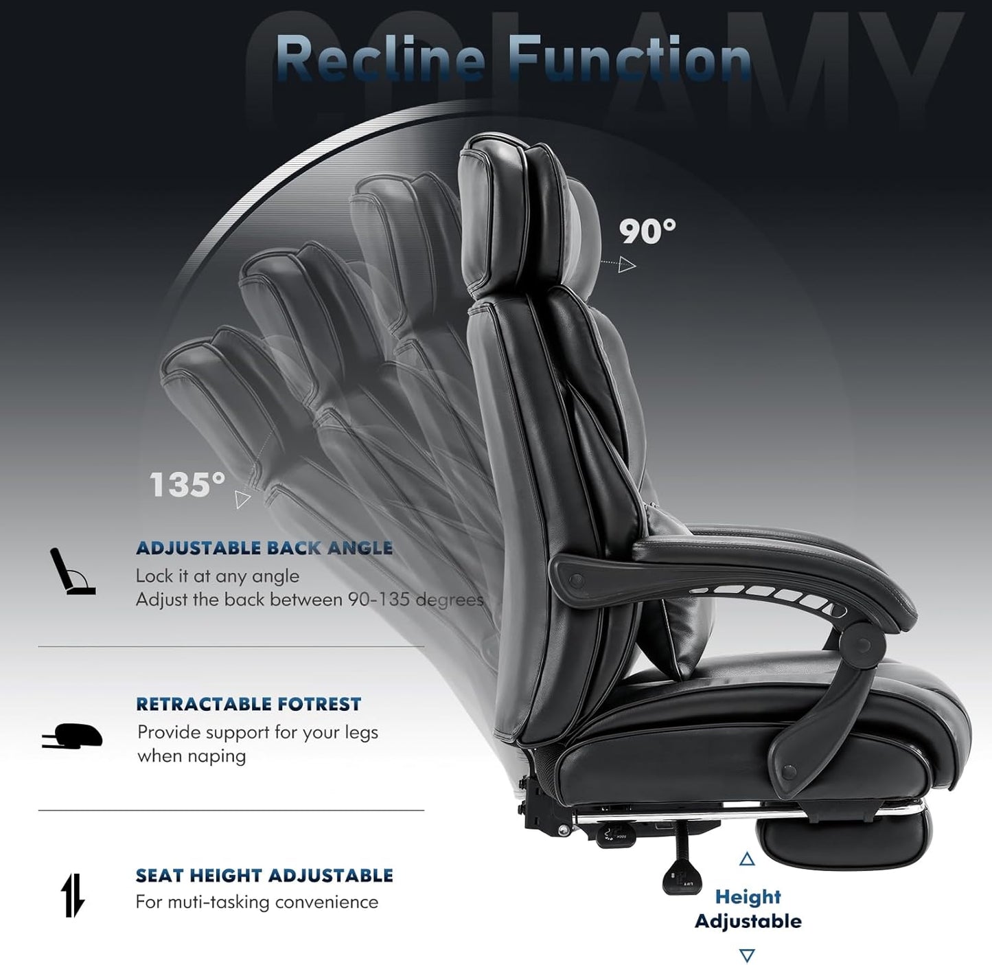 Office Chair with Footrest-Ergonomic Computer Chair with Extra Lumbar Support Pillow 6754