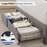 StockMAX Upholstered Heavy Duty Platform Bed Frame with Drawers