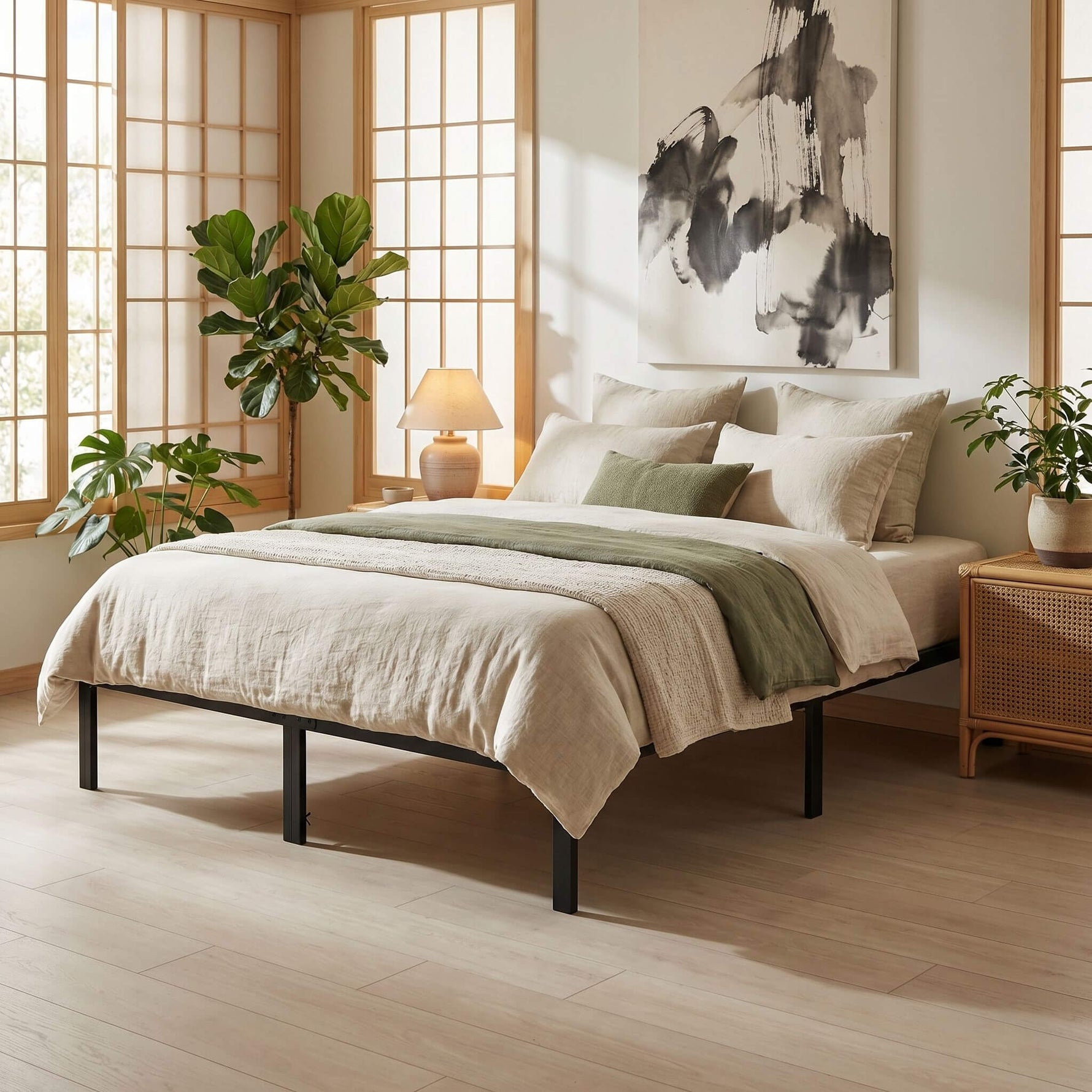 StockMAX Heavy Duty Metal Bed Frame with Under-Bed Storage for Bedroom