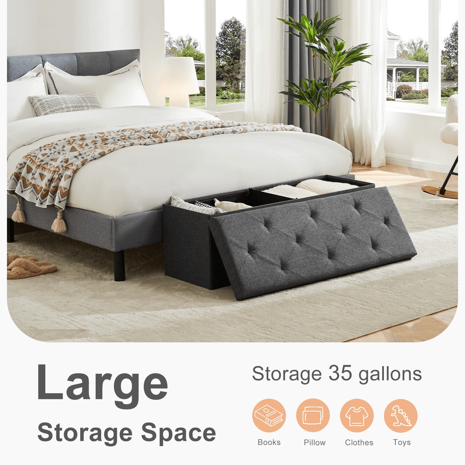 StockMAX Bed Footstool with Storage for Bedroom and Entry Door