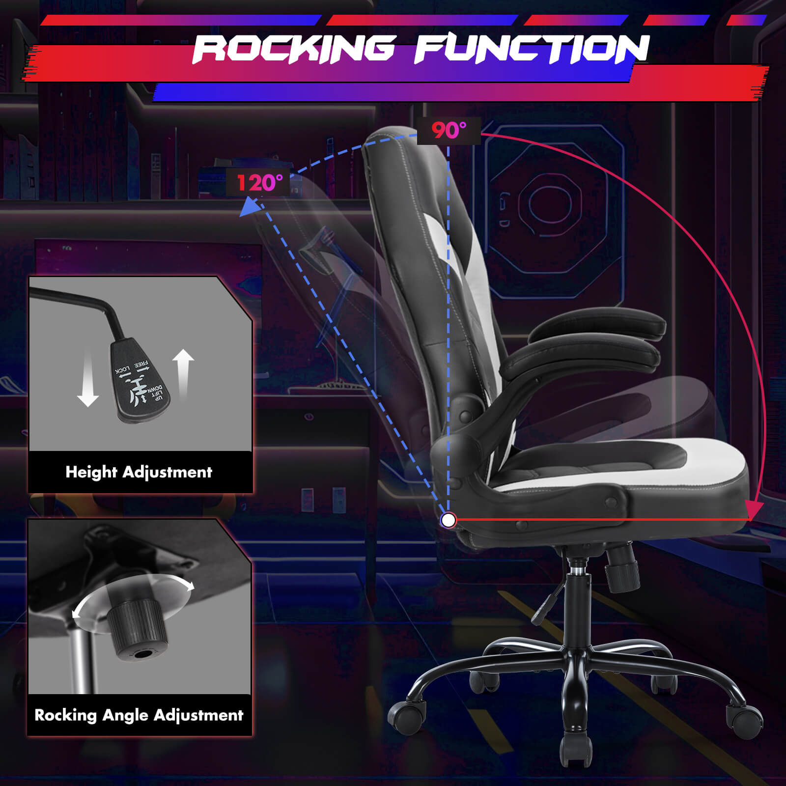 StockMAX Leather Gaming Chair Height Adjustable For Playroom