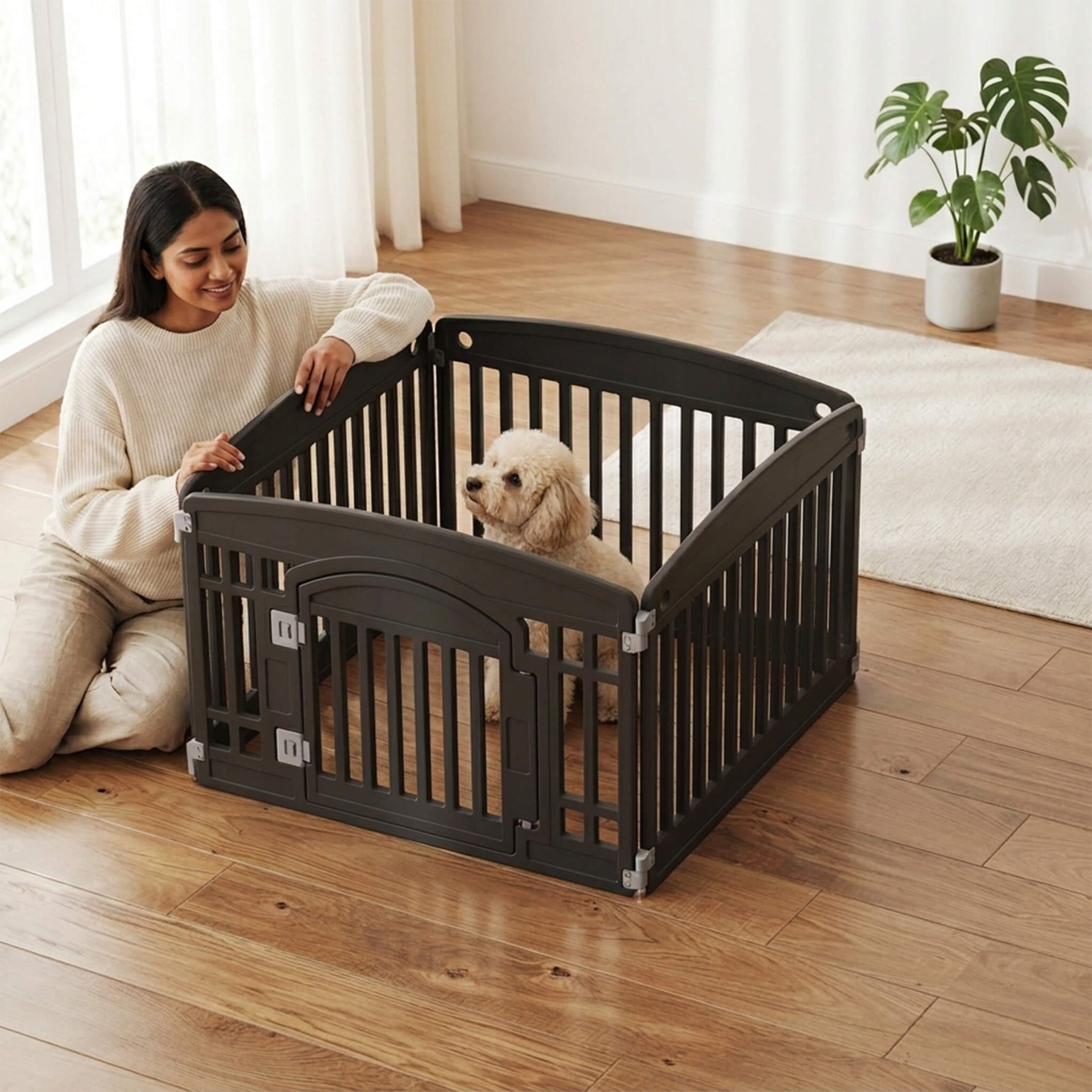 StockMAX Plastic Dog Playpen with Door, Puppy Fence