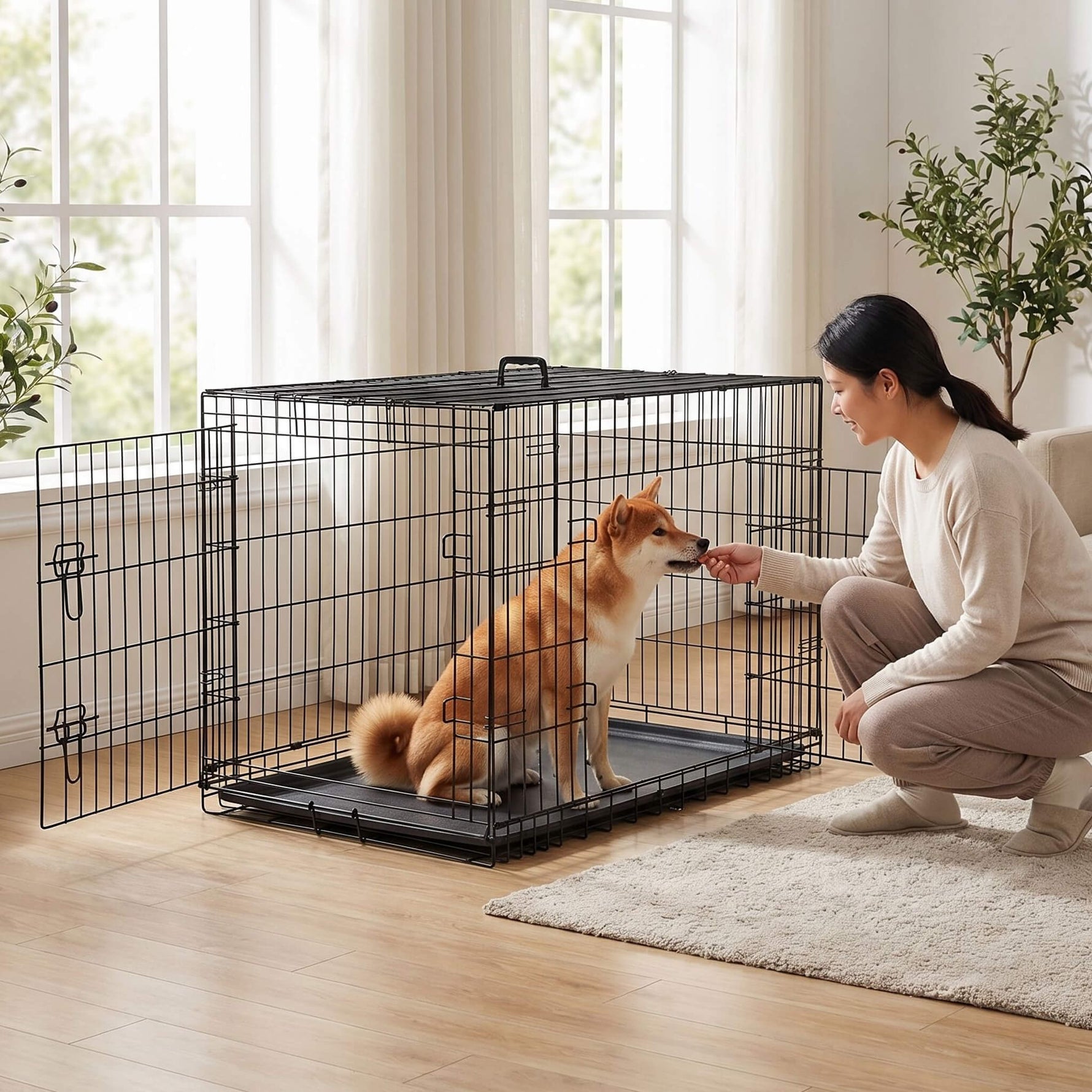 StockMAX Dog Crate Double Door with Divider Foldable Indoor/Outdoor