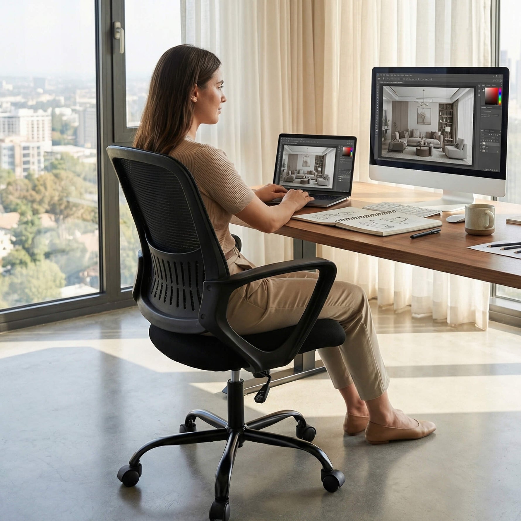 StockMAX Office Chair with Lumbar Support and Armrests