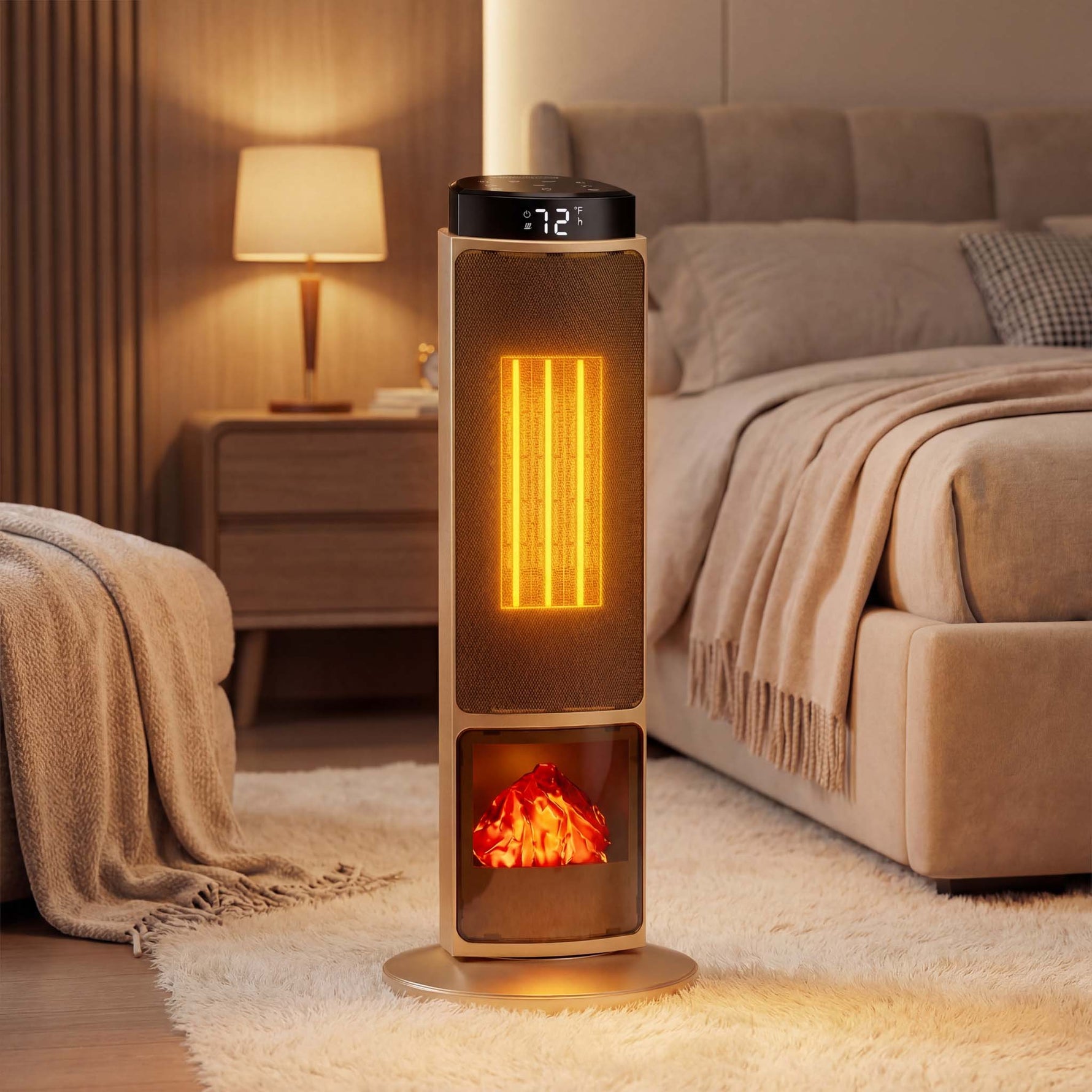 StockMAX HaloFlame Electric Fireplace Tower Heater