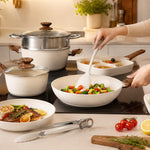 StockMAX 17-Piece Non-Stick Cookware Set with Detachable Handles
