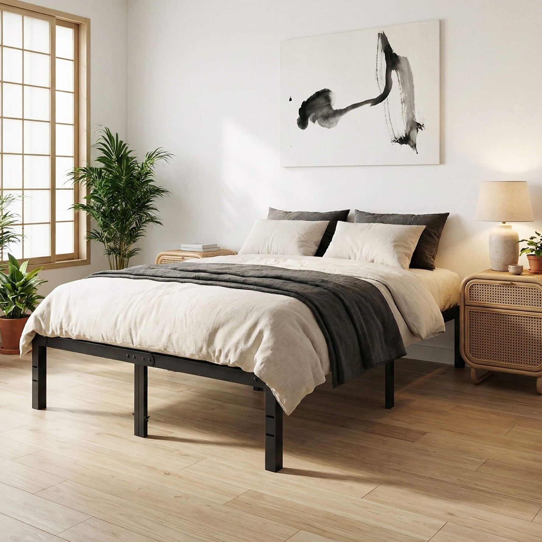 StockMAX Heavy Duty Metal Bed Frame with Under-Bed Storage for Bedroom