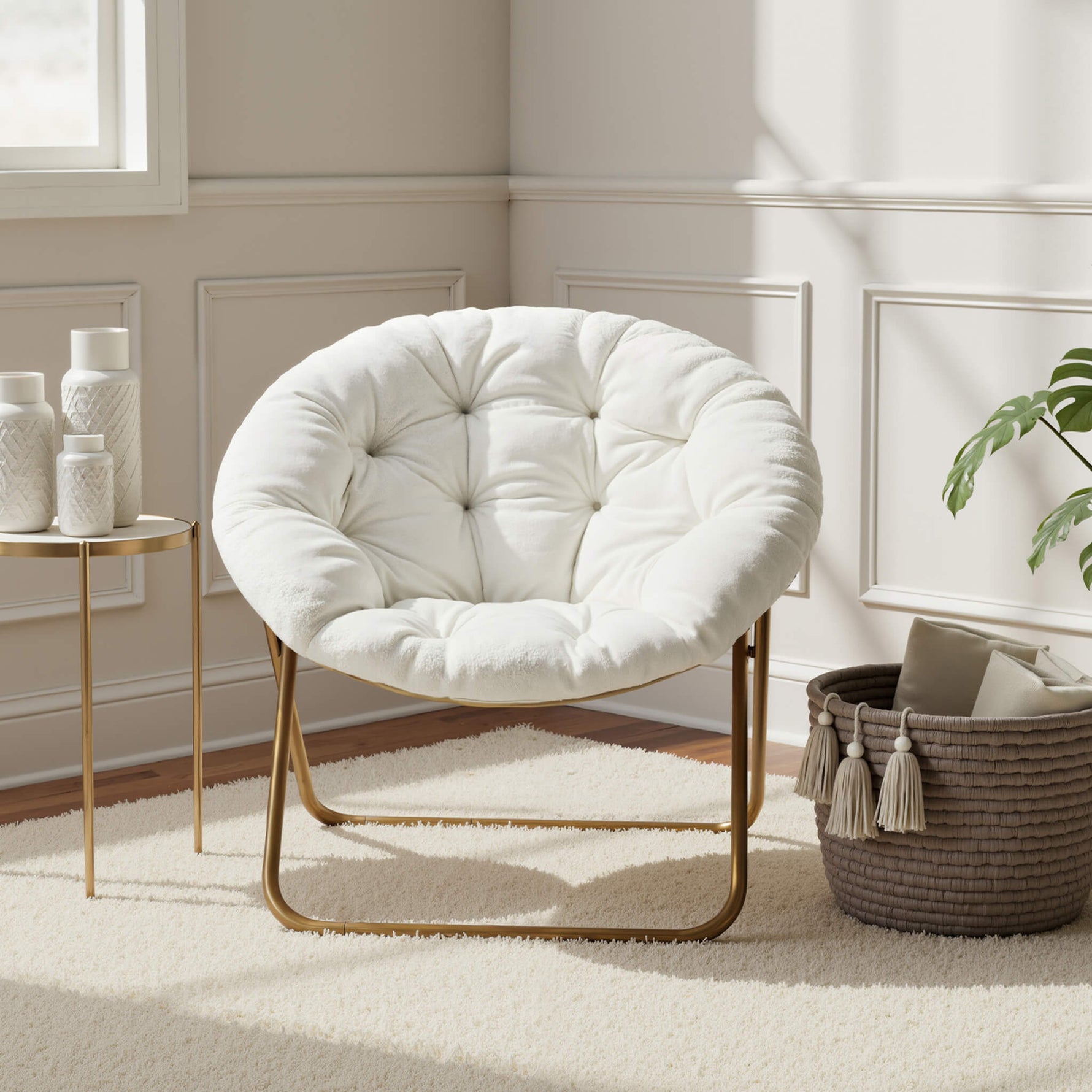 StockMAX Foldable Saucer Moon Chair for Living Room
