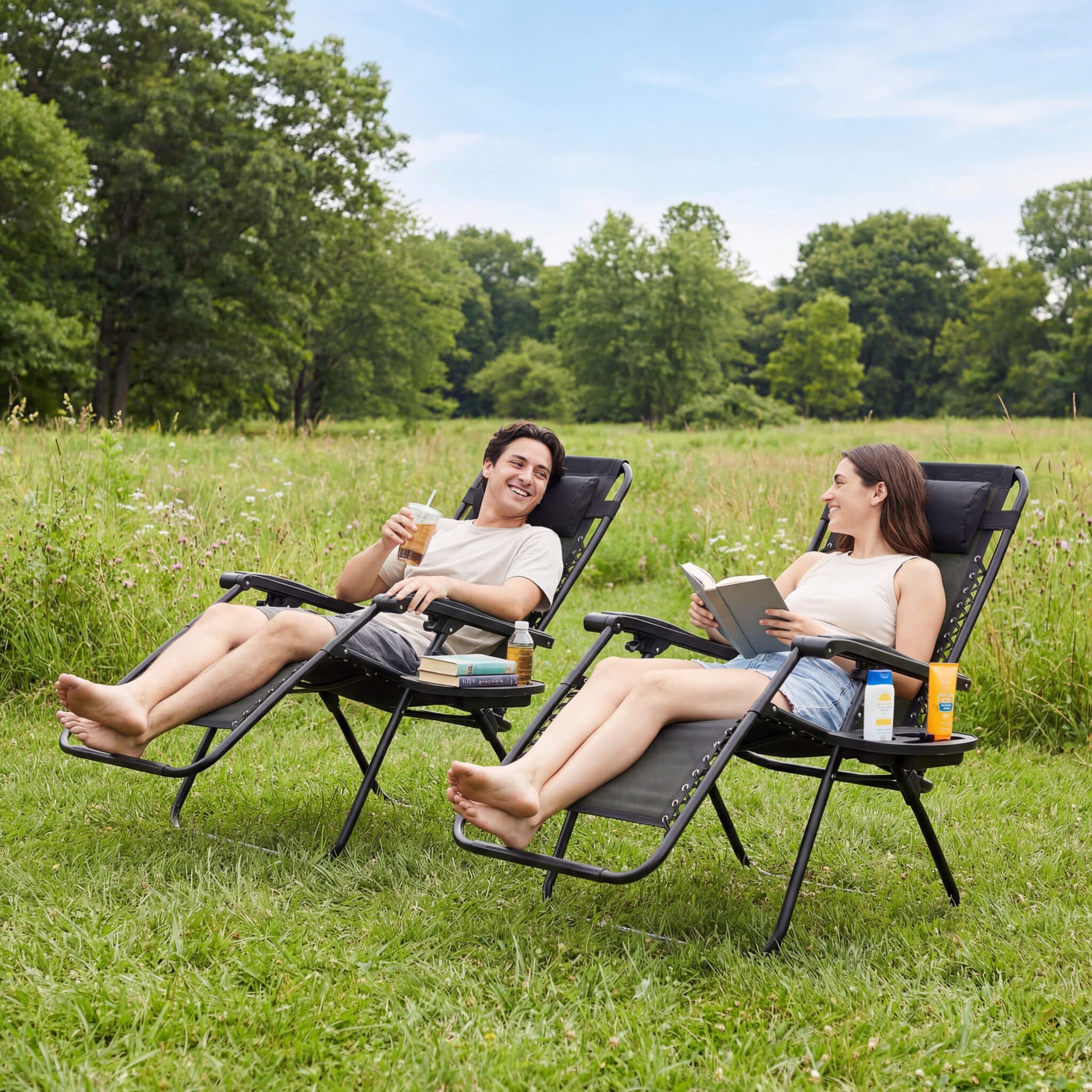 StockMAX Portable Camping Folding Chaise Lounge Chair（Set of 2）