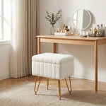 StockMAX Vanity Stool Chair with Storage and Adjustable Metal Feet