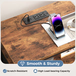 StockMAX Modern Nightstand with Power Outlets and Fabric Drawer