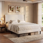 StockMAX Upholstered Platform Bed Frame，Modern Accent Indoor Bedroom Furniture